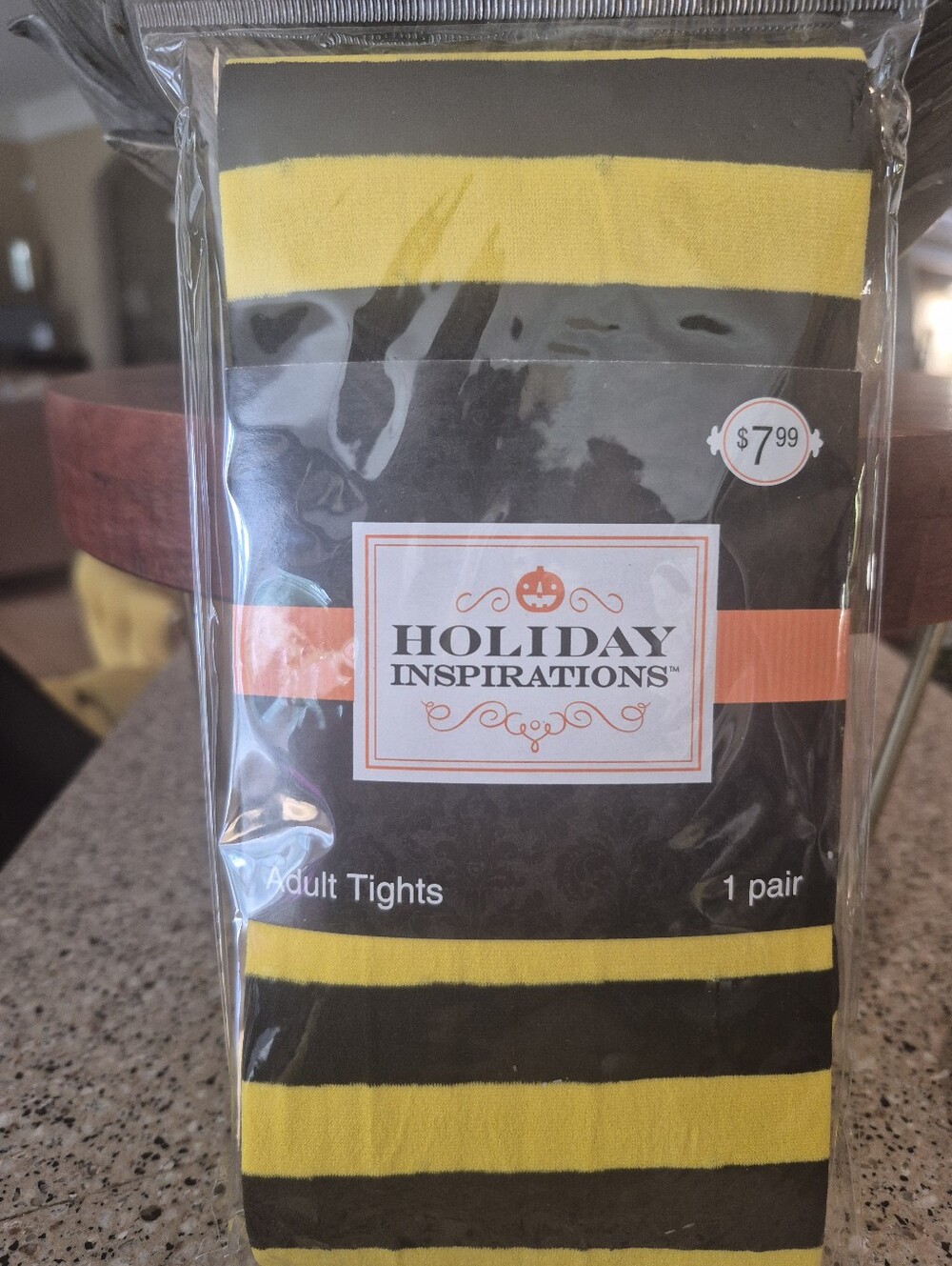 NWT Yellow and Black Striped Adult Tights